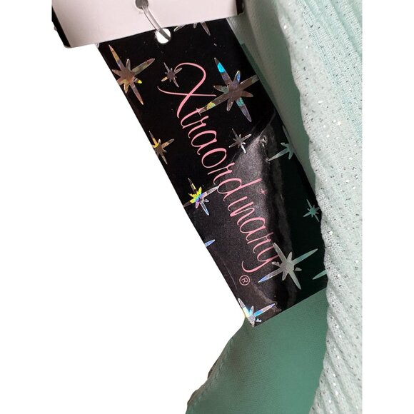 Xtraordinary Girls Size 16 Mint Green Glitter High-Neck A-Line Long Maxi Dress - Picture 7 of 10